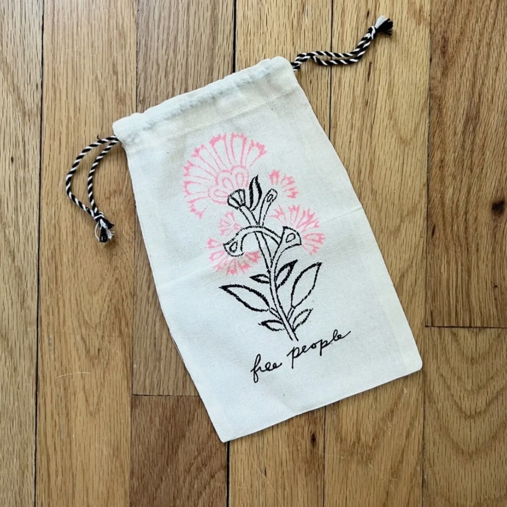 Free people Small Cotton Boho Floral Polka Dot Reusable Jewelry Bag